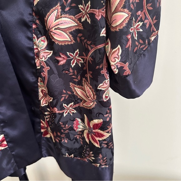 Victoria's Secret Deep Purple Floral Brocade Kimono Robe Belt Vintage Gold Label - Picture 12 of 14